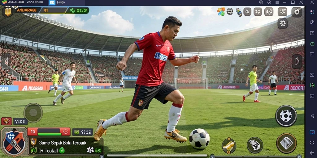 Tampilan gameplay <strong>ANDARA88</strong> dengan aksi sepak bola yang seru.