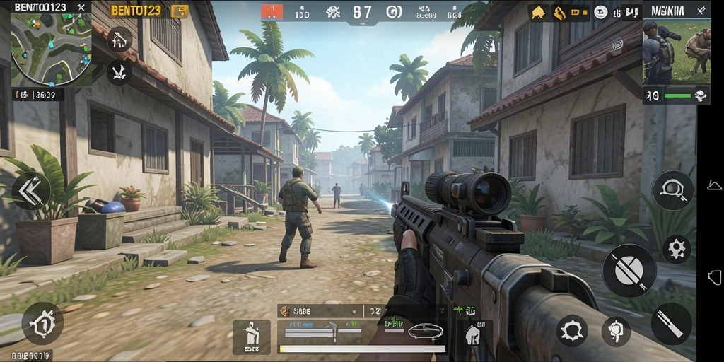 Screenshot utama BENTO123 menampilkan aksi seru permainan TPS.