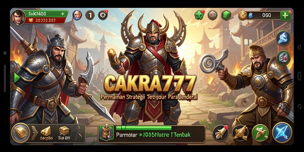Tangkapan layar dari gameplay CAKRA777 yang menunjukkan pertempuran strategis.