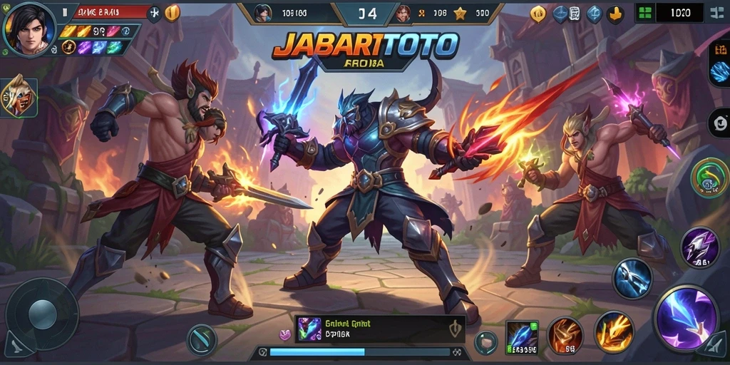 Screenshot dari gameplay JABARTOTO dengan aksi seru di arena MOBA.