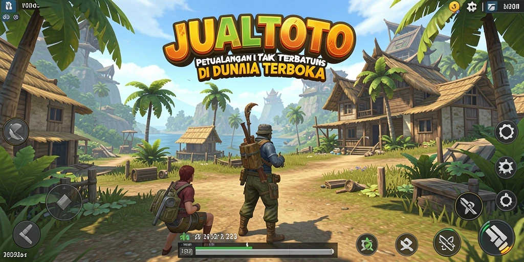Tangkapan layar JUALTOTO menampilkan gameplay eksplorasi dunia terbuka.