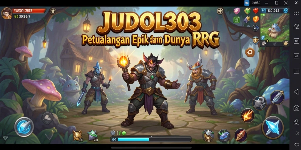 Tangkapan layar <strong>JUDOL303</strong> menunjukkan pertempuran epik dan dunia fantasi menawan.