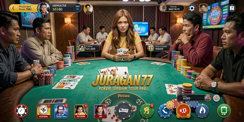 Tampilan screenshot gameplay JURAGAN77 saat bermain poker online.