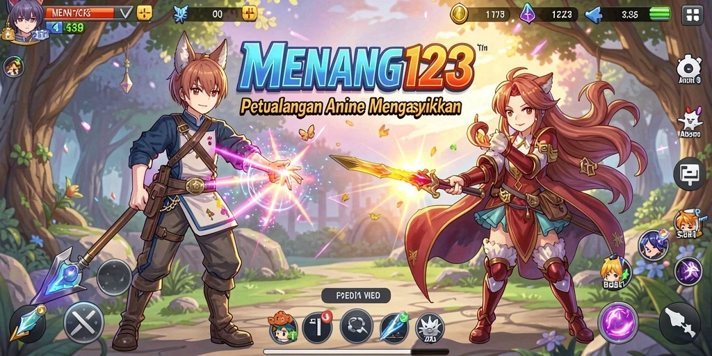 Tampilan langsung dari gameplay seru di MENANG123 dengan karakter anime yang mengagumkan.