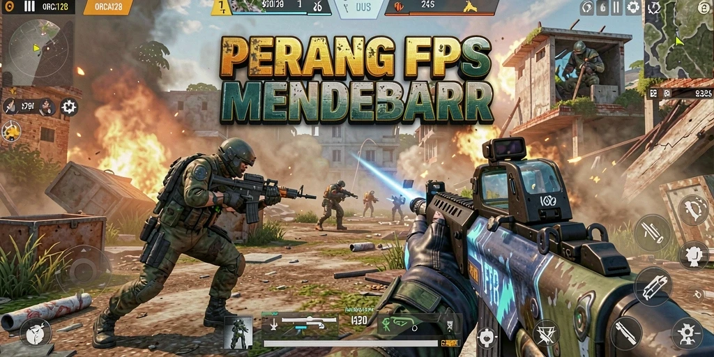 Screenshot ORCA128 menampilkan aksi tembak-menembak yang seru.