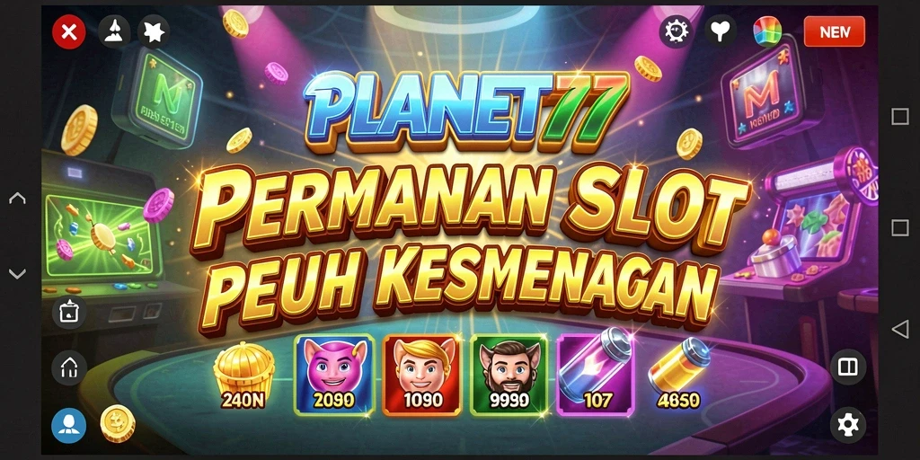 Tampilan menakjubkan dari gameplay slot PLANET77 yang penuh warna.