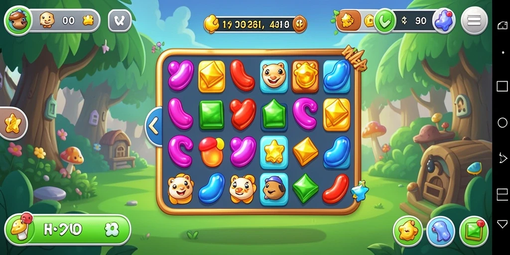 Tampilan gameplay RPOK dalam aksi Match-3 yang seru dan penuh warna.