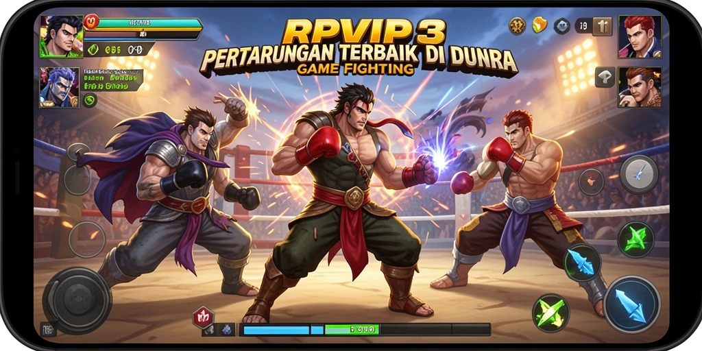 Tampilan gameplay RPVIP3 yang penuh aksi dalam pertarungan epik.